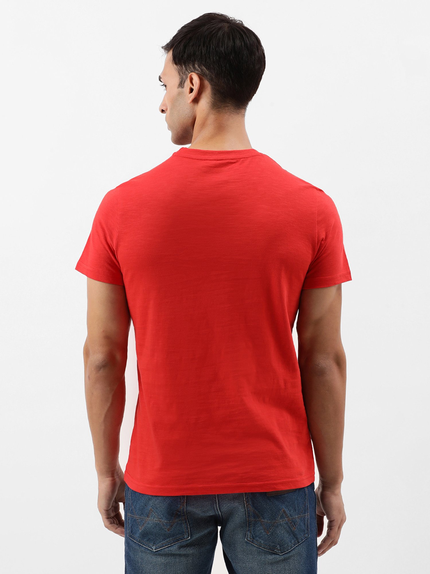 Wrangler Red Regular Fit Printed Crew T-Shirt