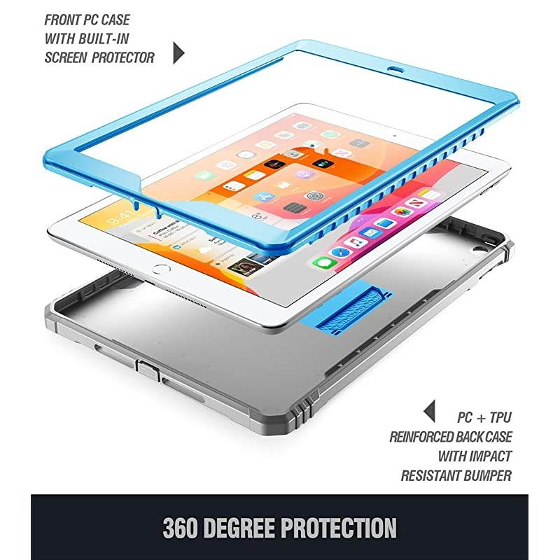 iPad 102 2019 Case  FullBody Heavy Duty Shockproof Protective Cover with Kickstand Builtin Screen Protector Revolution for Apple iPad 102 inch 7th Gen 2019 Release Blue