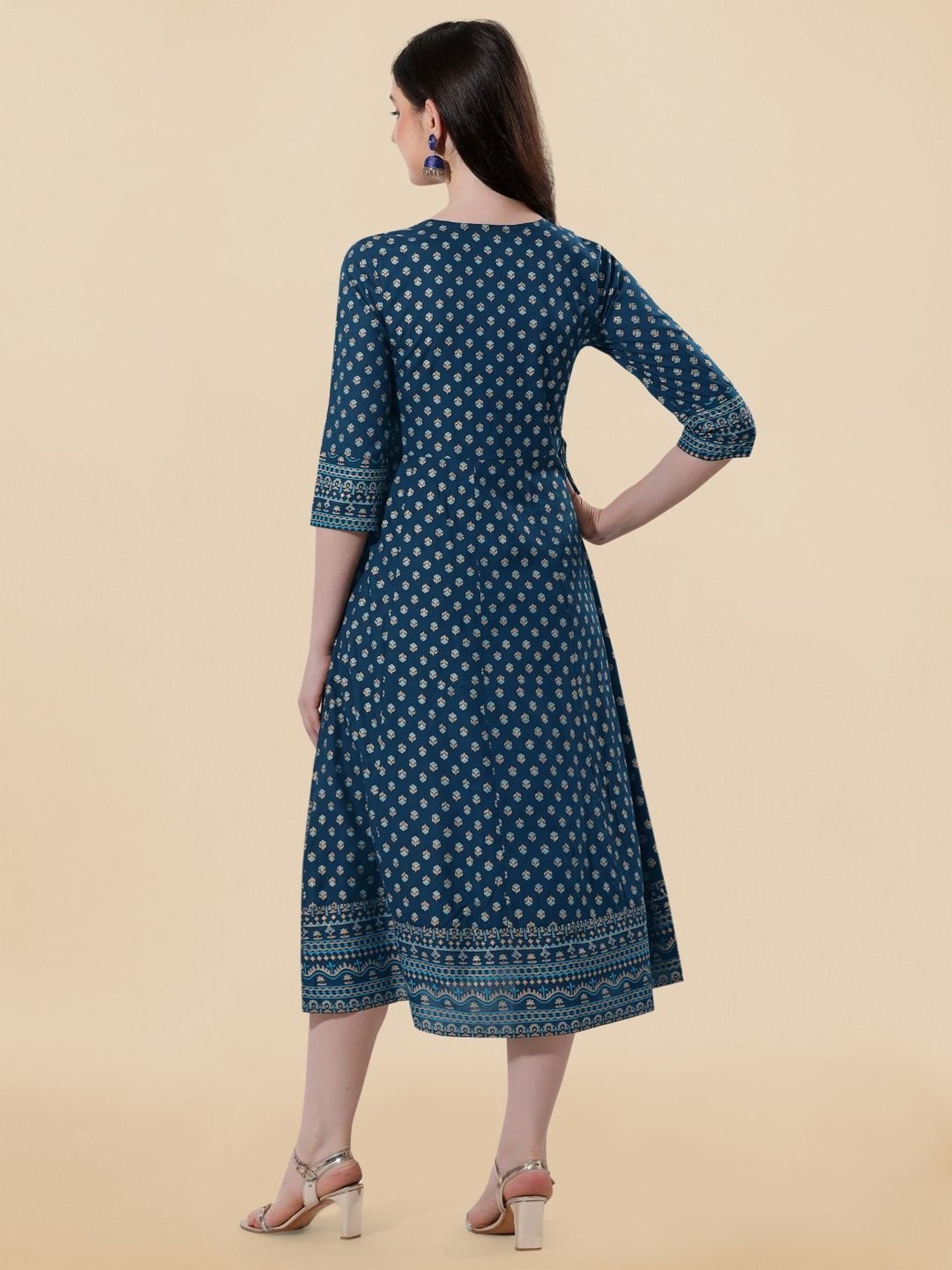 MIRCHI FASHION Blue Embroidered A-Line Dress