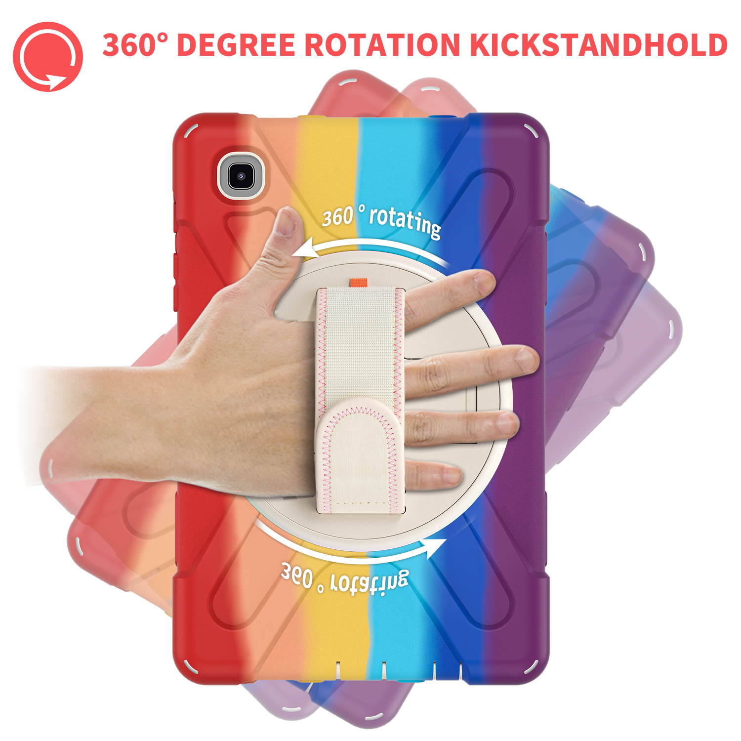 Galaxy Tab A7 Lite Case, Heavy Duty Rugged Shockproof Case with Adjustable Hand Strap, Carrying Shoulder Strap, Rotating Kickstand for Samsung galaxy Tab A7 Lite 8.7 inch 2021 Model SM-T220 SM-T225