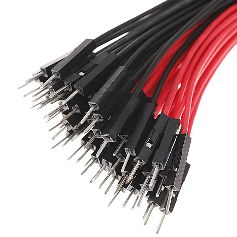 Breadboard Male to Male Jumper Wires Black Red Color for Power Lines 01 Square Head 60Pack 24AWG by Hellotronics MM 15CM Pack of 60