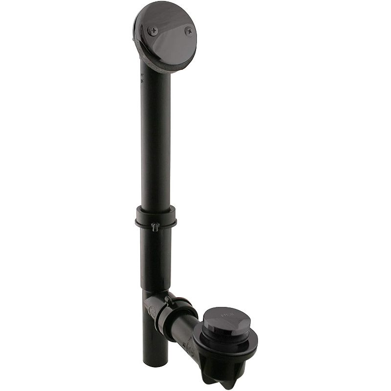 Westbrass 2 x 593144-62 Tubular Polymer Metal 1.5 Inch Diameter Waste Overflow and Tiptoe Shower Bath Drain, Matte Black (2 Pack)