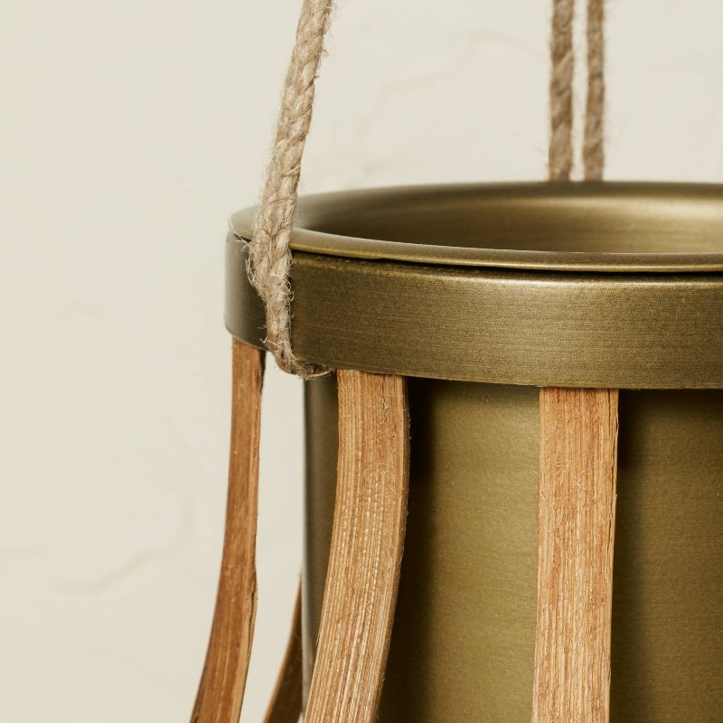 11" x 6.5" Metal/Rattan Hanging Planter Natural - Opalhouse™ designed with Jungalow™