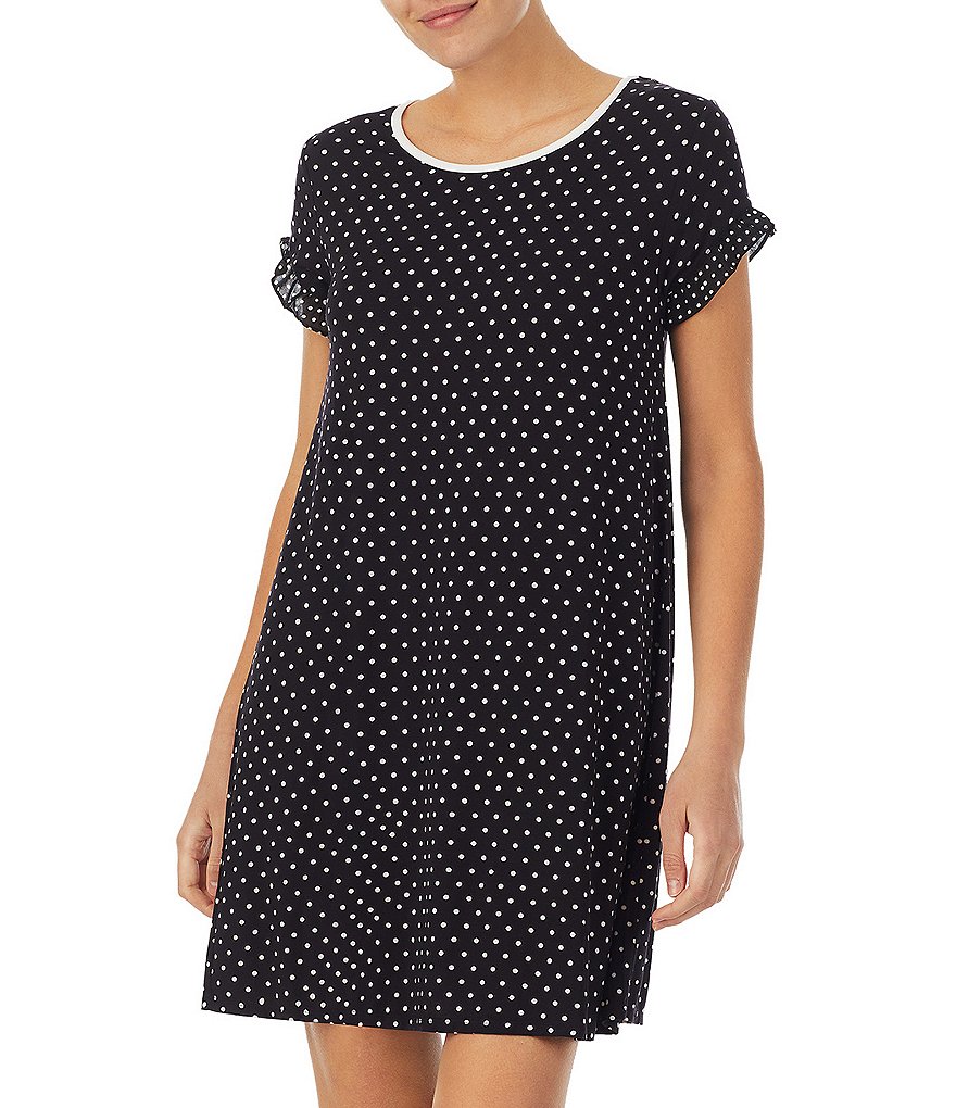 kate spade new york Dot Print Jersey Knit Round Neck Short Sleeve Sleepshirt