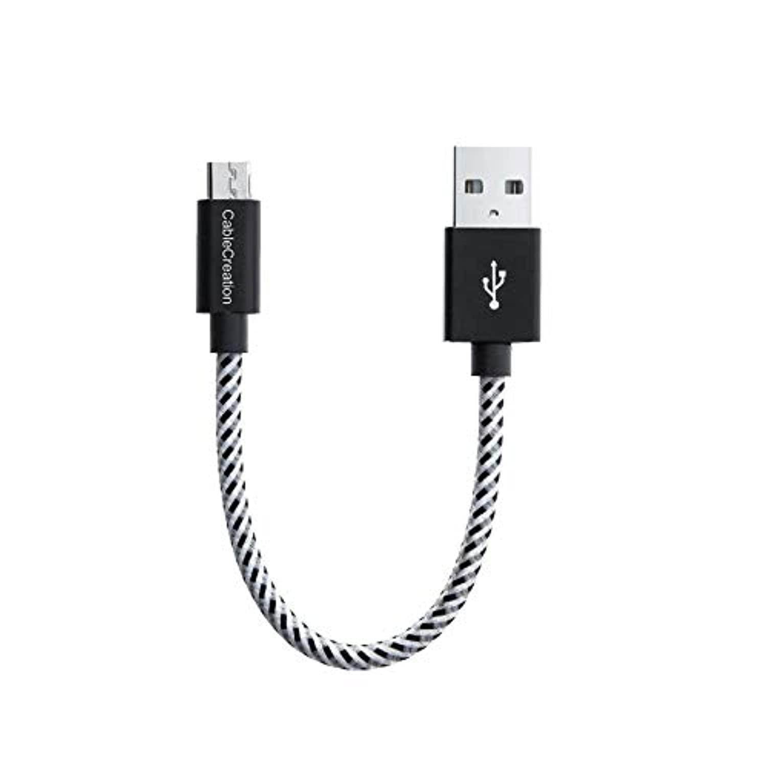 CableCreation USB 2.0 A Male to Micro USB Triple Shielded Wired Cable,Short Micro USB cable for Fire Stick, Power Pack,0.5 Feet - Black