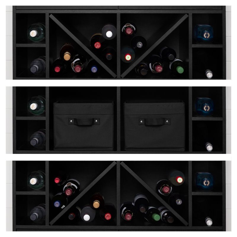 Vietti Bar Cabinet with Bottle Storage and Drawers - Black Oak - South Shore