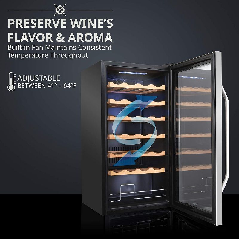 Ivation 28-Bottle Compressor Freestanding Wine Cooler Refrigerator - Stainless Steel