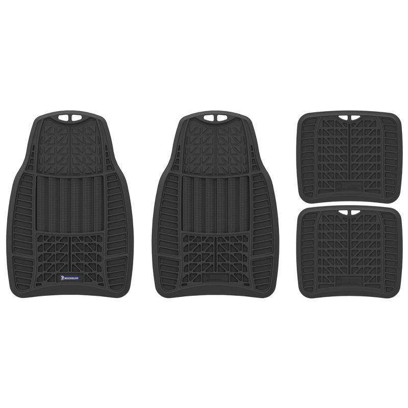Michelin 19"x34" 4pc Rubber Floormat Set Black