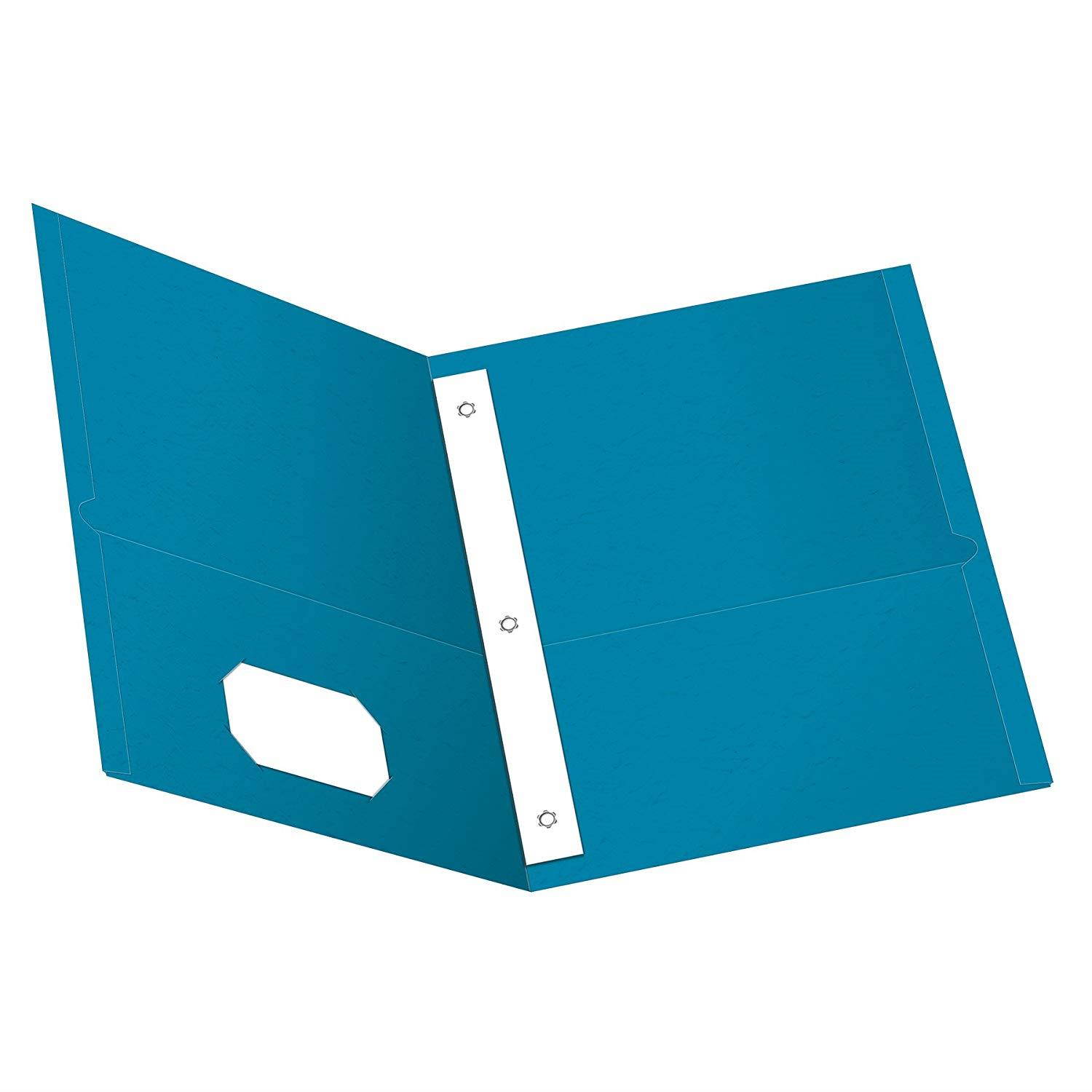 Oxford Two-Pocket Folders w/Fasteners, Light Blue, Letter Size, 25 per box (57701)