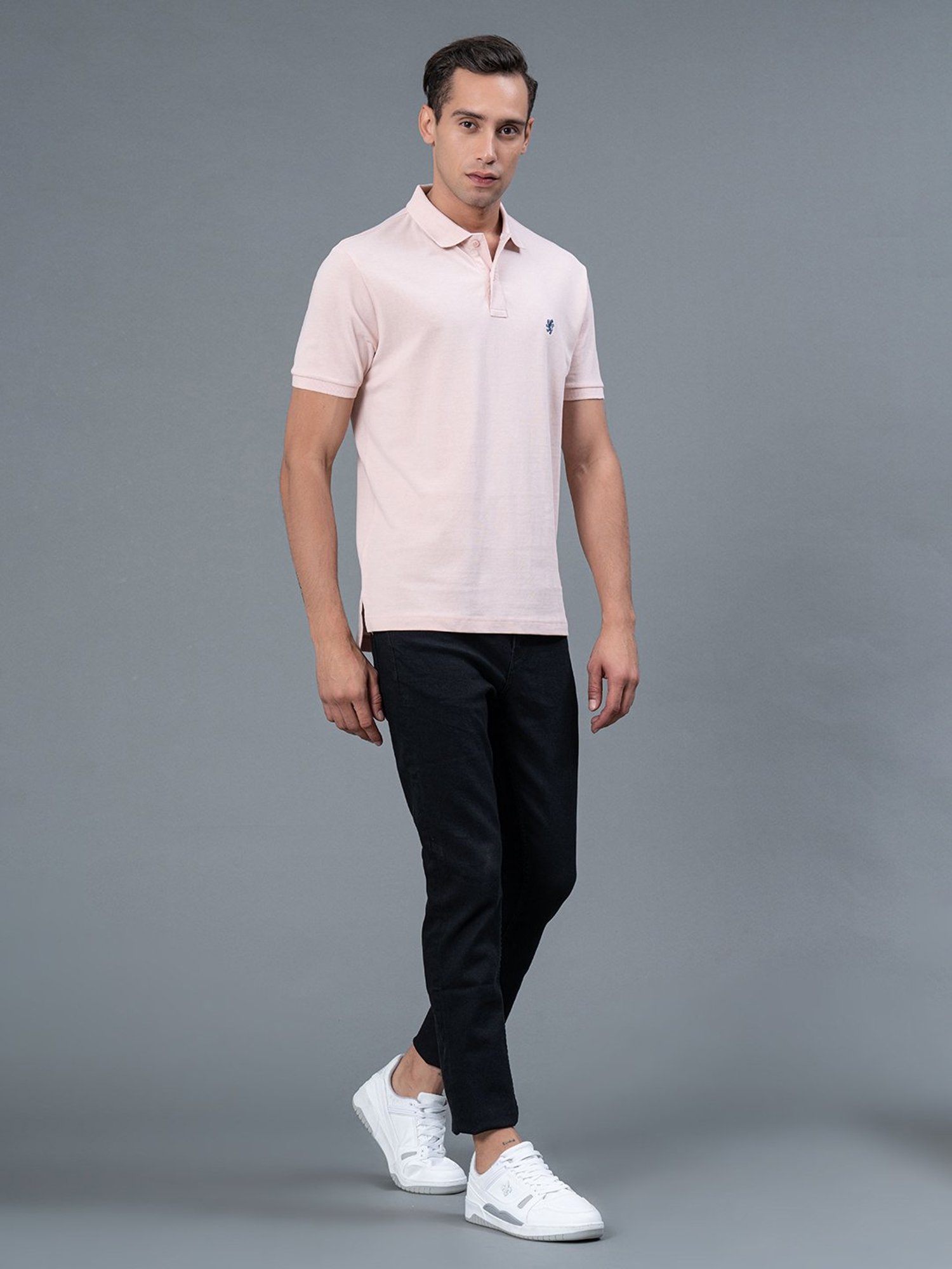 Red Tape Light Pink Regular Fit Cotton Polo T-Shirt