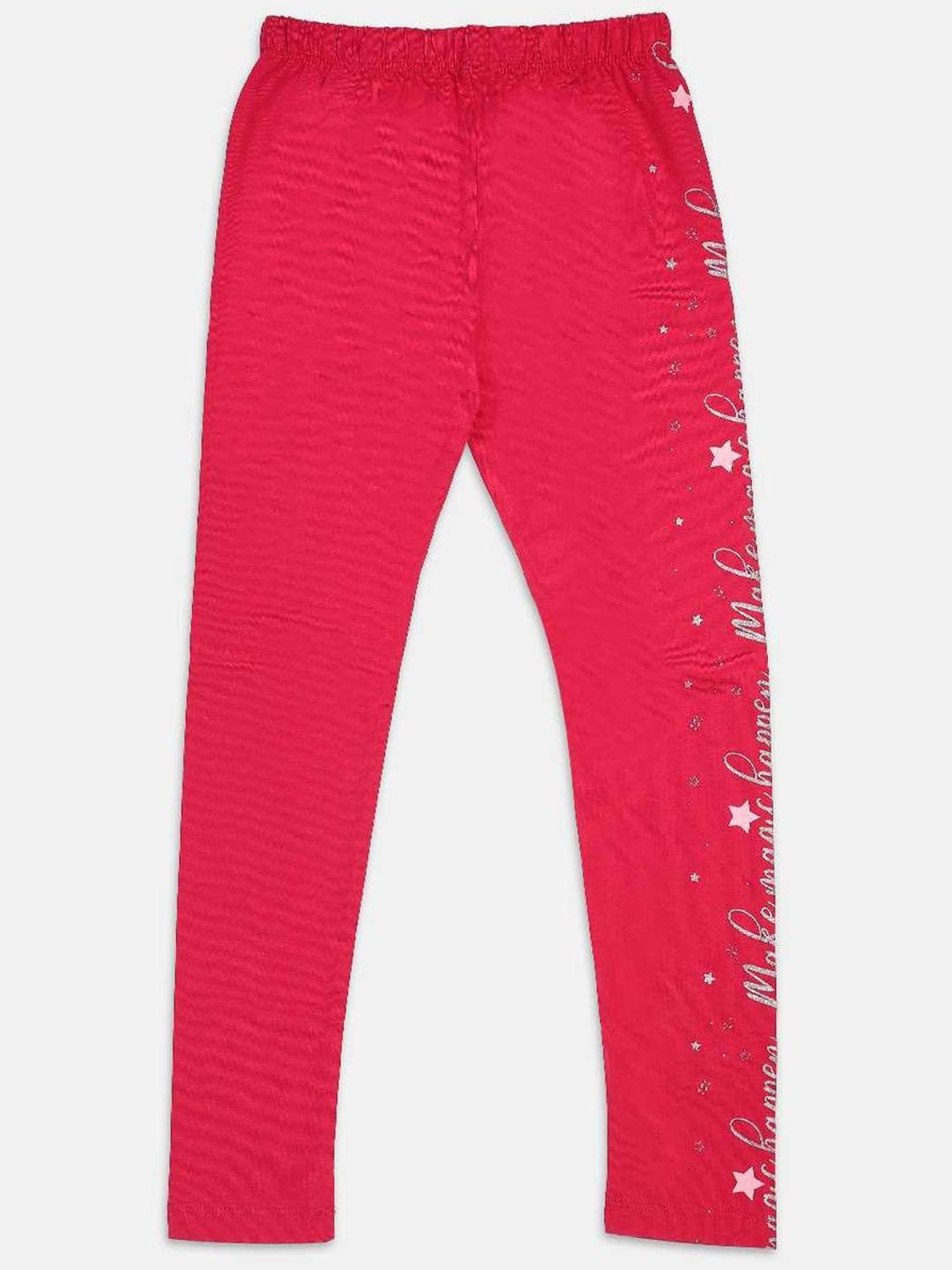 NINS MODA Kids Magenta Pink Printed Leggings