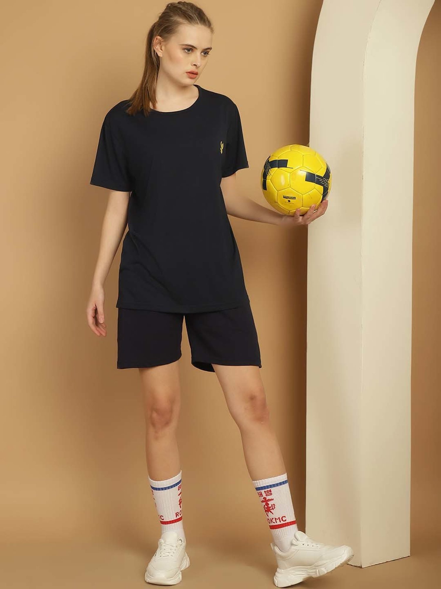 Vimal Jonney Black Cotton Sports T-Shirt Shorts Set