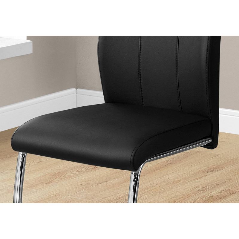 Dining Chair - Black Leather & Chrome - EveryRoom