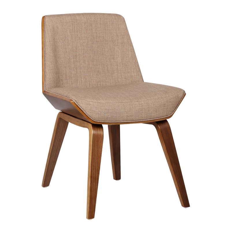 Agi Mid-Century Dining Chair in Walnut Wood and Beige Fabric - Armen Living