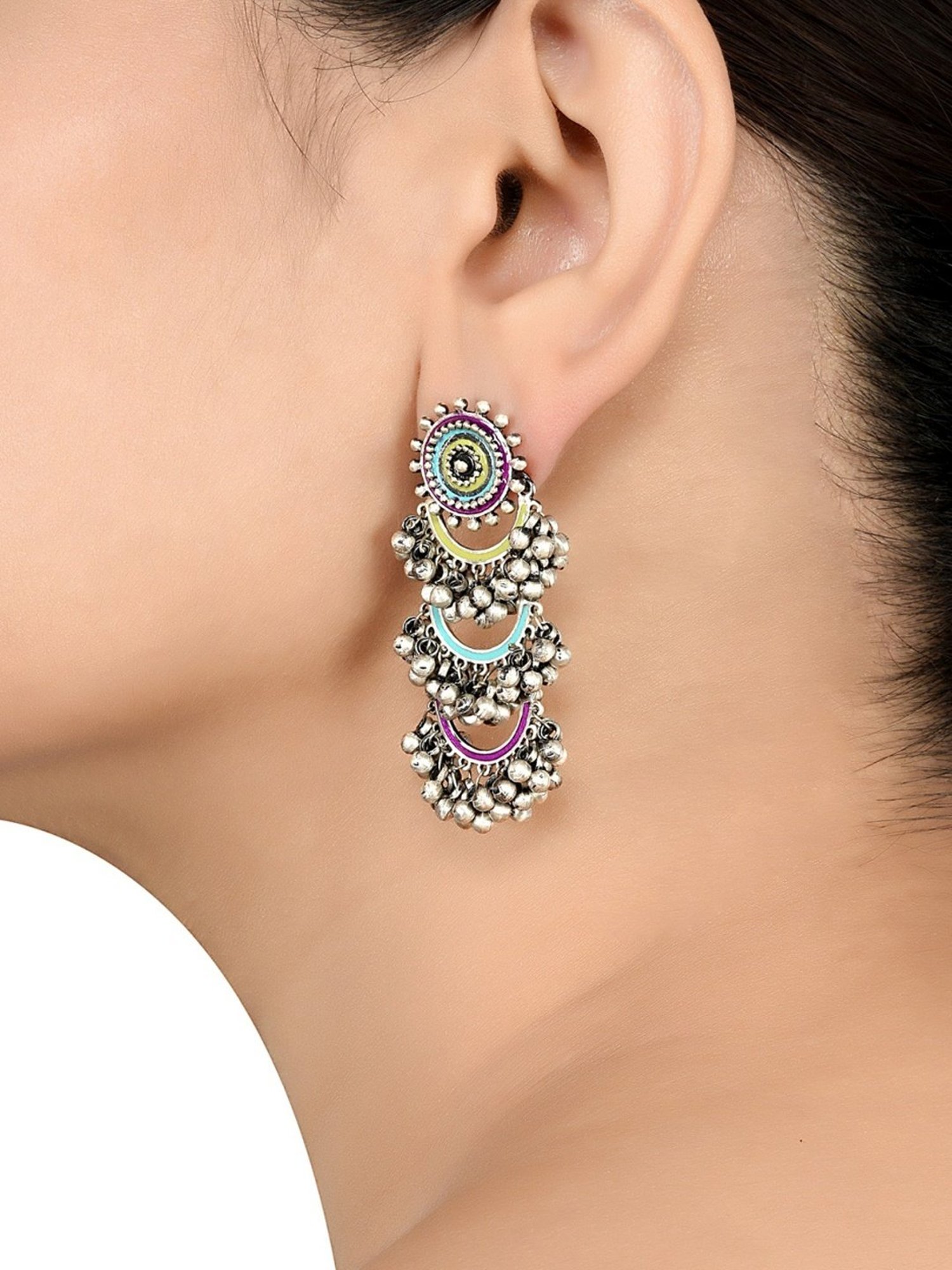 Tribe Amrapali 92.5 Sterling Silver Gowri Ghungroo Dangler for Women