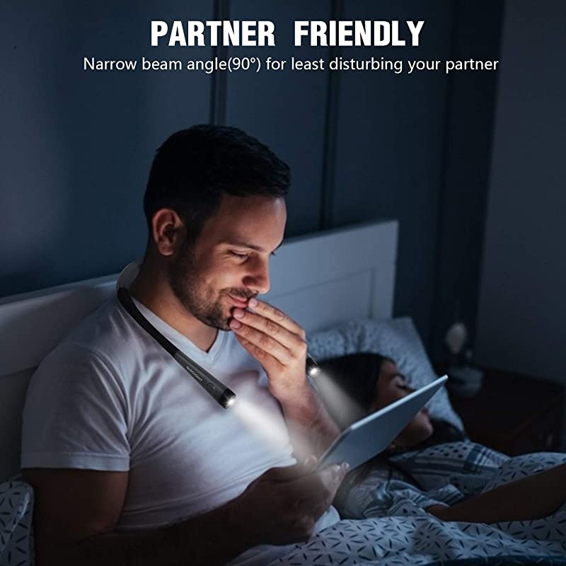 LED Neck Reading Light Book Light for Reading in Bed 3 Colors 6 Brightness Levels Bendable Arms Rechargeable Long Lasting Perfect for Reading Knitting Camping Repairing