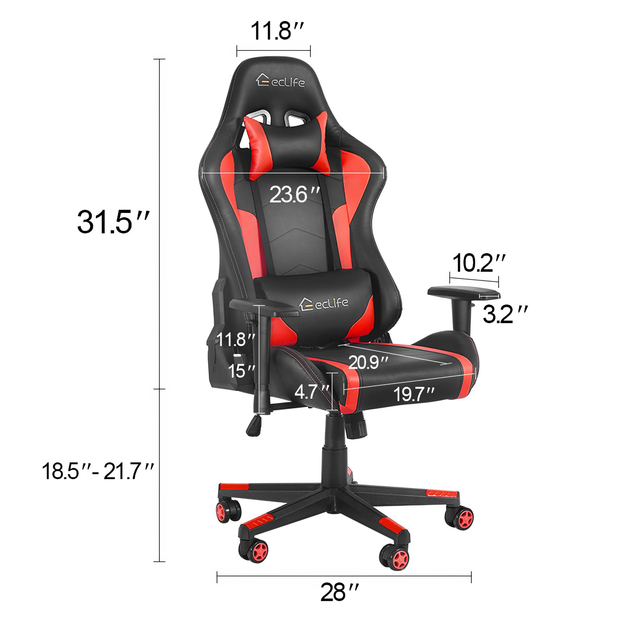 Gaming Chair Office Chair Swivel Rolling High Back PU Leather Adjustable Massage Racing Computer Chair with Lumbar Support Headrest Armrest Task Chair