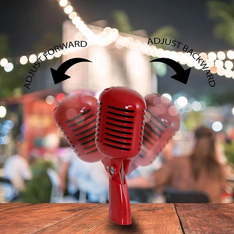 Classic Retro Dynamic Vocal Microphone - Old Vintage Style Unidirectional Cardioid Mic with XLR Cable - Universal Stand Compatible - Live Performance, In-Studio Recording -  Pro PDMICR42R (Red)