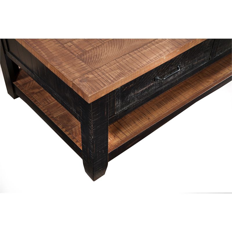 Rustic Wood 2 Drawer Coffee Table Antique Black and Honey - Martin Svensson Home