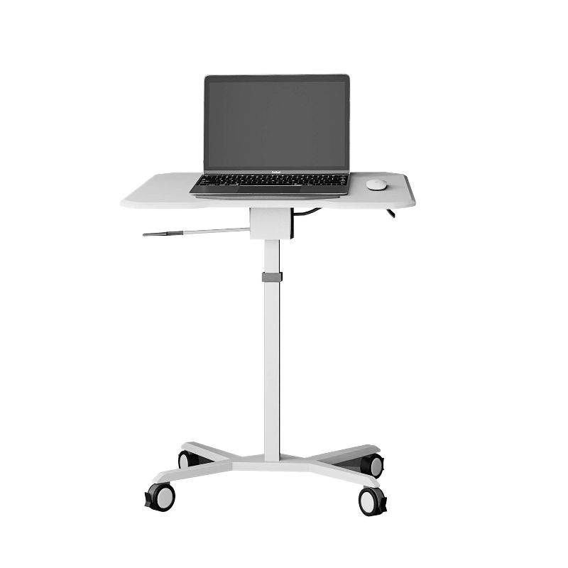 Sit To Stand Mobile Laptop Computer Stand with Height Adjustable White - Techni Mobili
