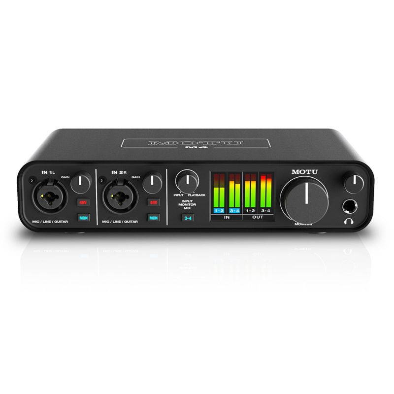 Motu M4 4x4 USB Audio Interface with MXL 770 Cardioid Microphone (Black), HPC-A30 Studio Monitor Headphones & XLR Cable Bundle