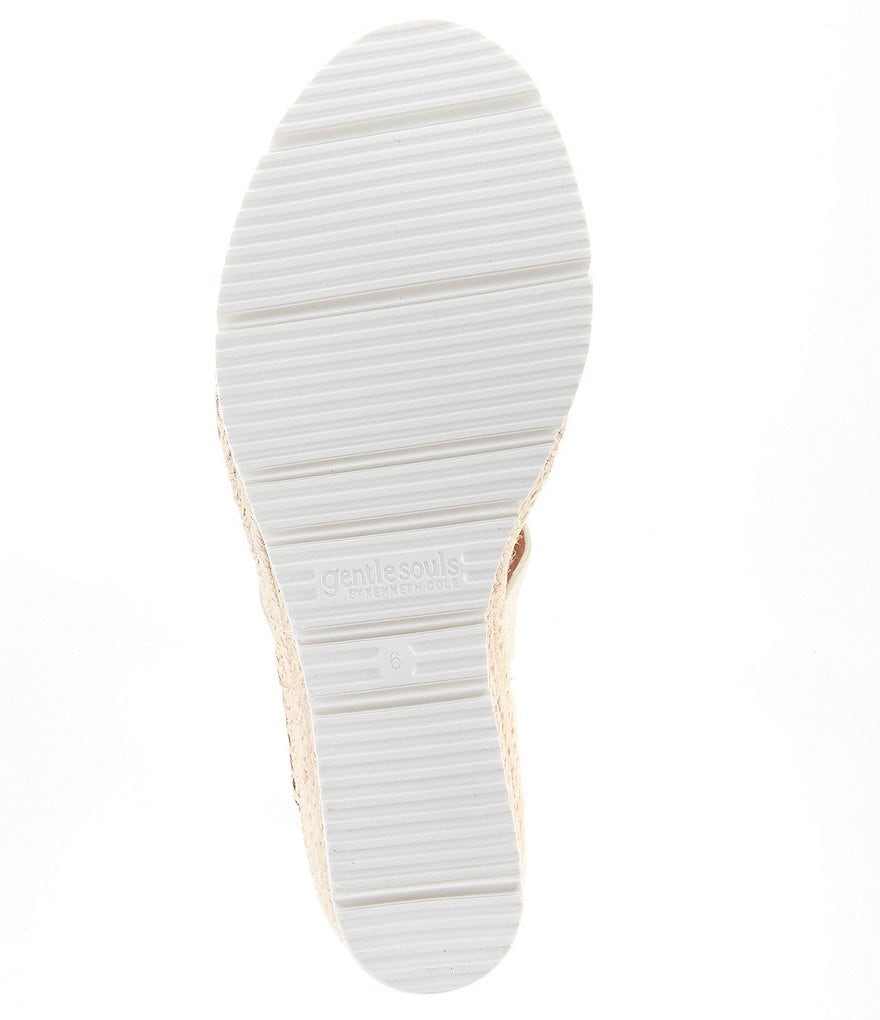 Gentle Souls Elyssa Two Band Leather Espadrille Platform Wedge Sandals