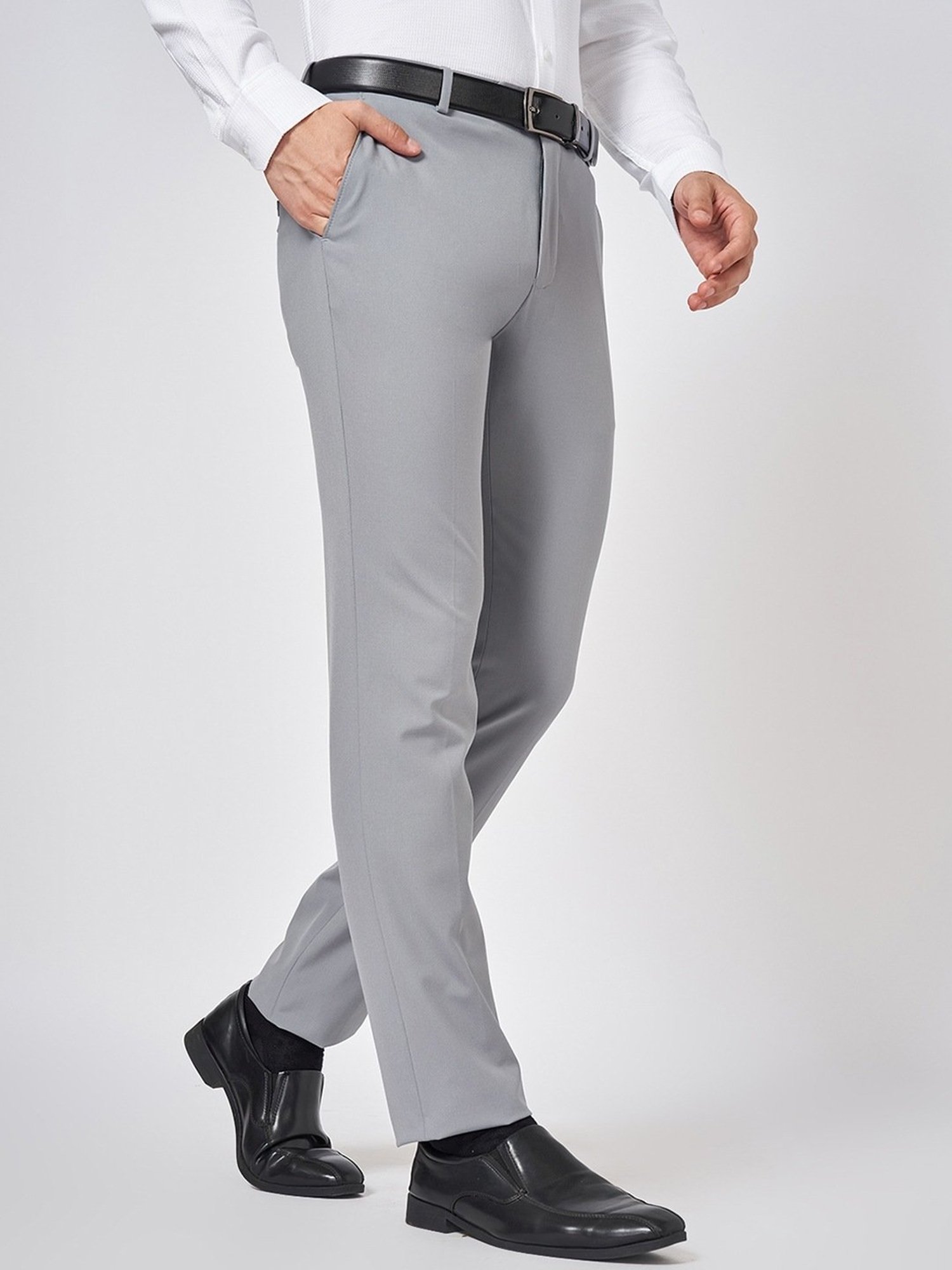 Peregrine By Pantaloons Grey Slim Fit Trousers