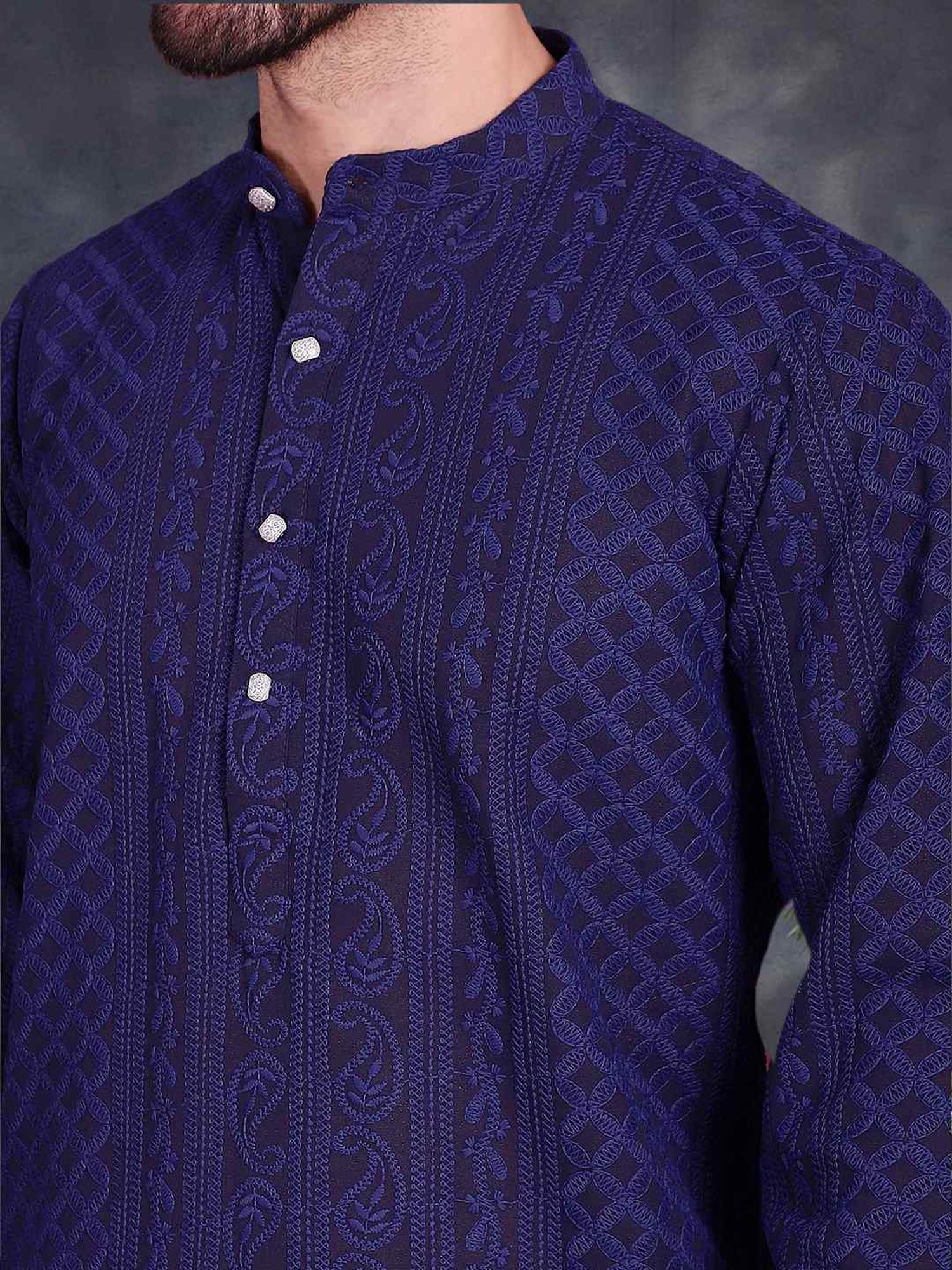 Sanwara Sea Green & White Cotton Regular Fit Chikankari Kurta Bottom Set