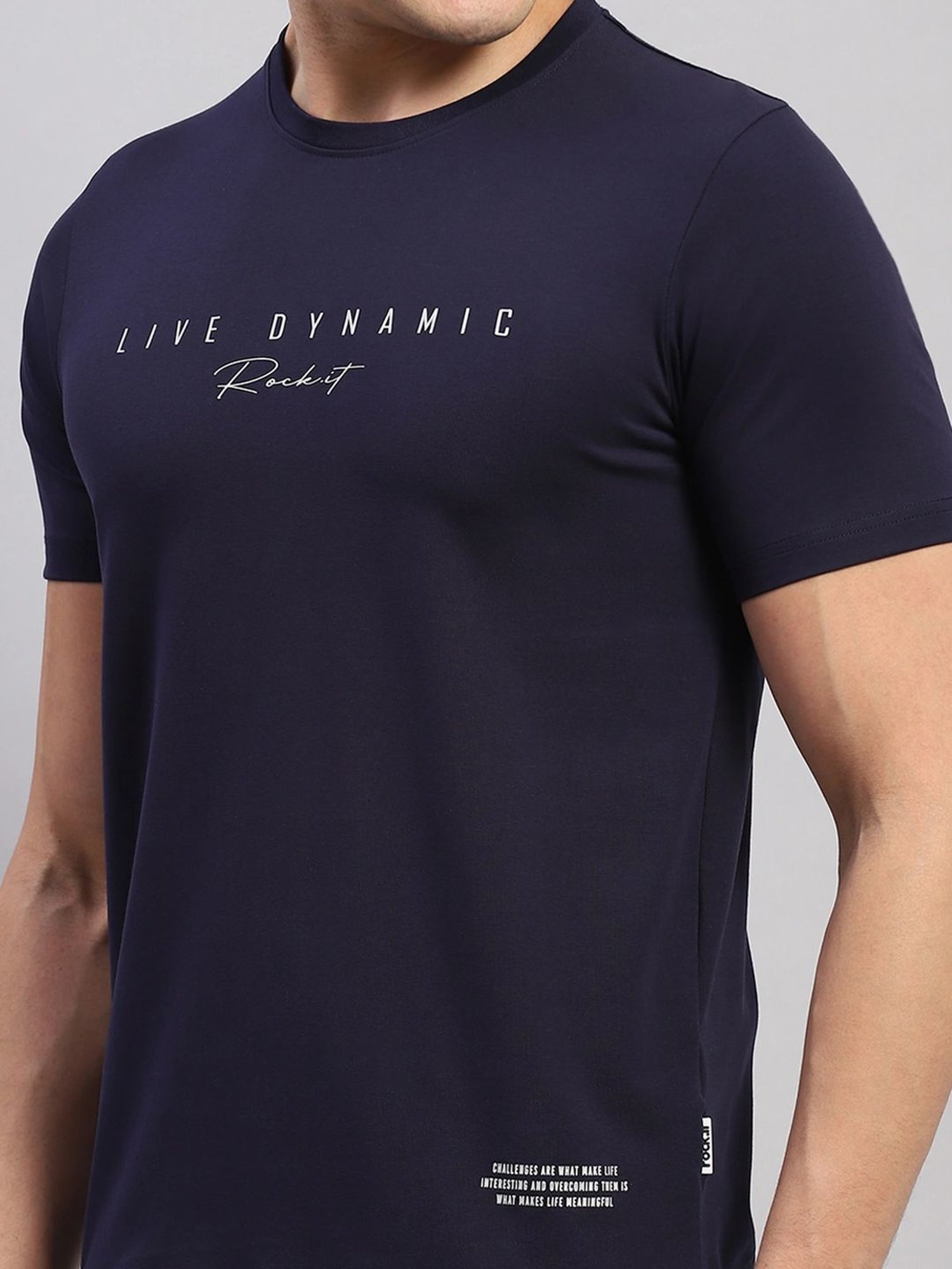 Rock.It Navy Slim Fit Printed T-Shirt