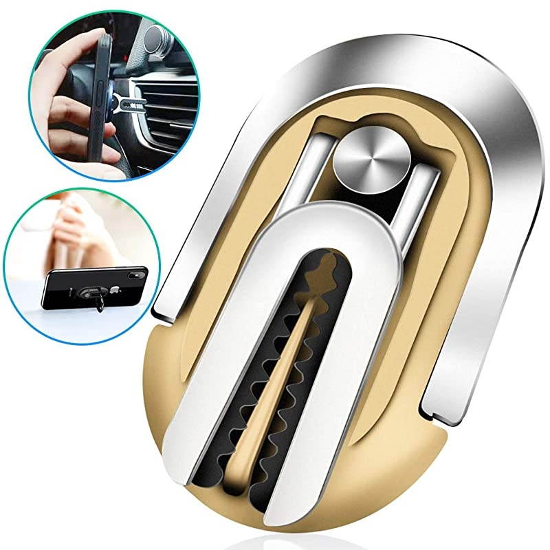 Metal Phone Ring Holder  3in1 Universal car Bracket Mobile Phone Bracket and Mobile Phone Ring Buckle are Suitable for All Mobile Phones 360 &deg;Rotation and 120 &deg;Turning Gold