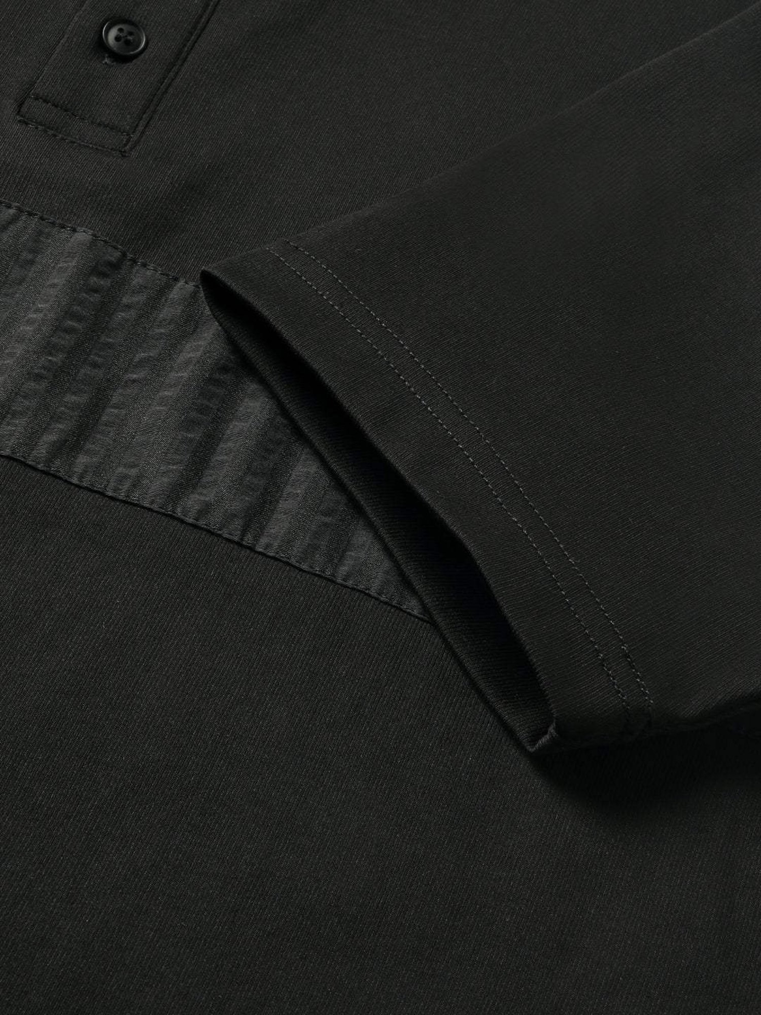 The Bear House Black Slim Fit Self Pattern Polo T-Shirt