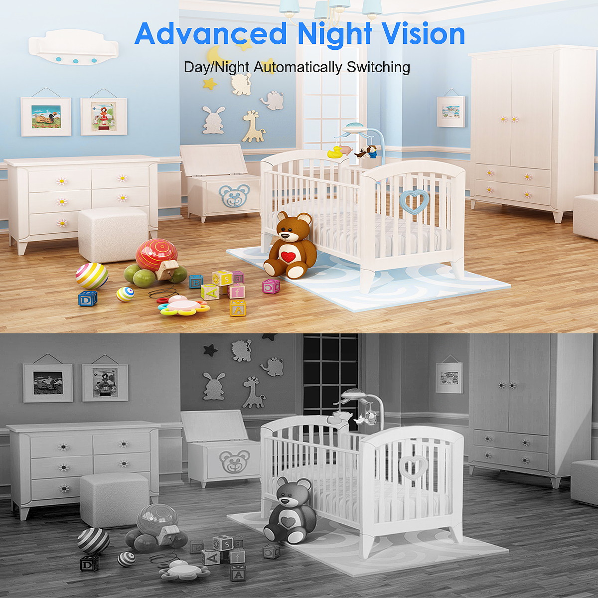 Foxnovo Intelligent Monitor Camera 2 in 1 Ultra Wi-Fi Camera Lovely Antler Wireless Detection Camera IR Night Vision Security Camera for Home Baby Pet Safety