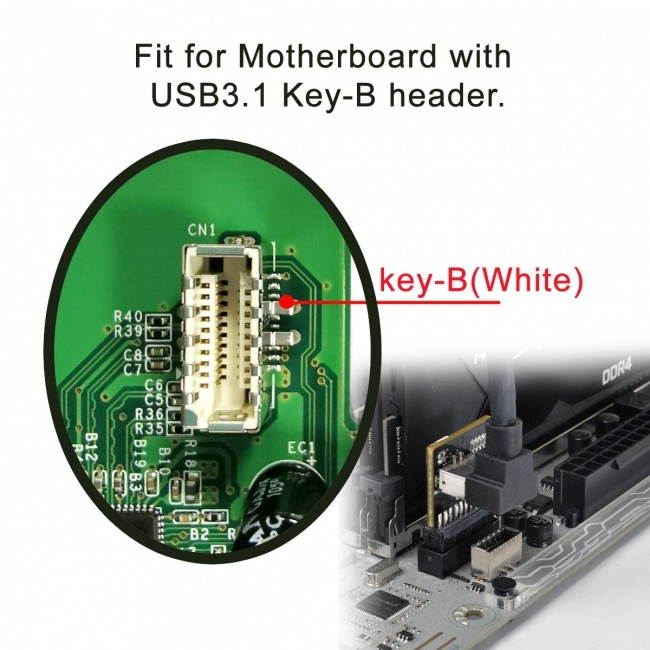 FVH USB 3.1 Front Panel Socket Key-B Type-E to USB 3.0 20Pin Header Male Extension Adapter for Motherboard UC-309