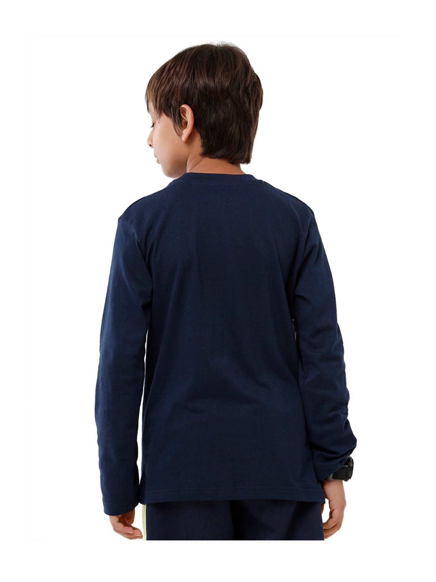 Under Fourteen Only Boys Navy & White Applique Full Sleeves T-Shirt