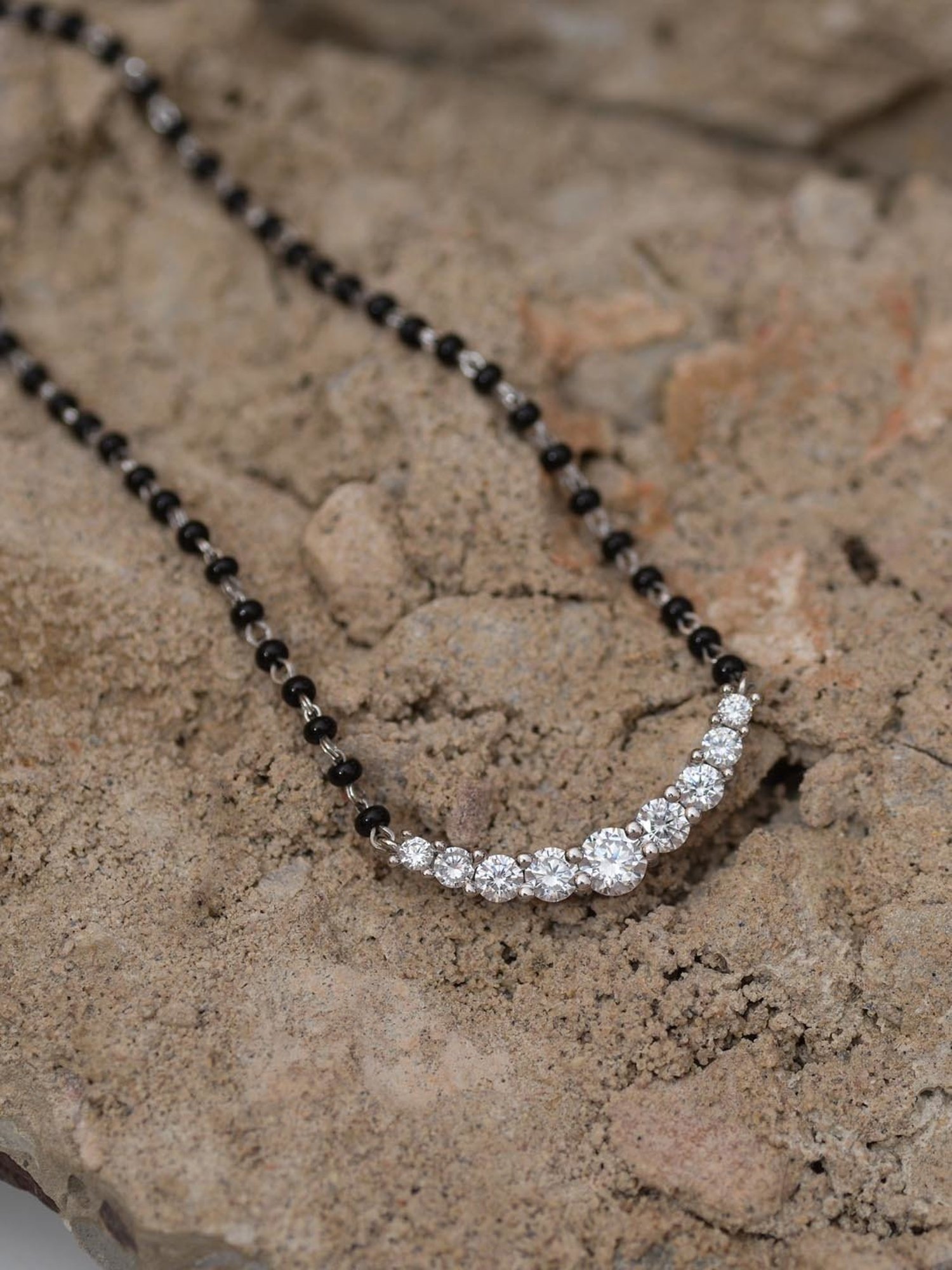 925 Silver AAA Grade American Diamond Modern Design Mangalsutra for Women