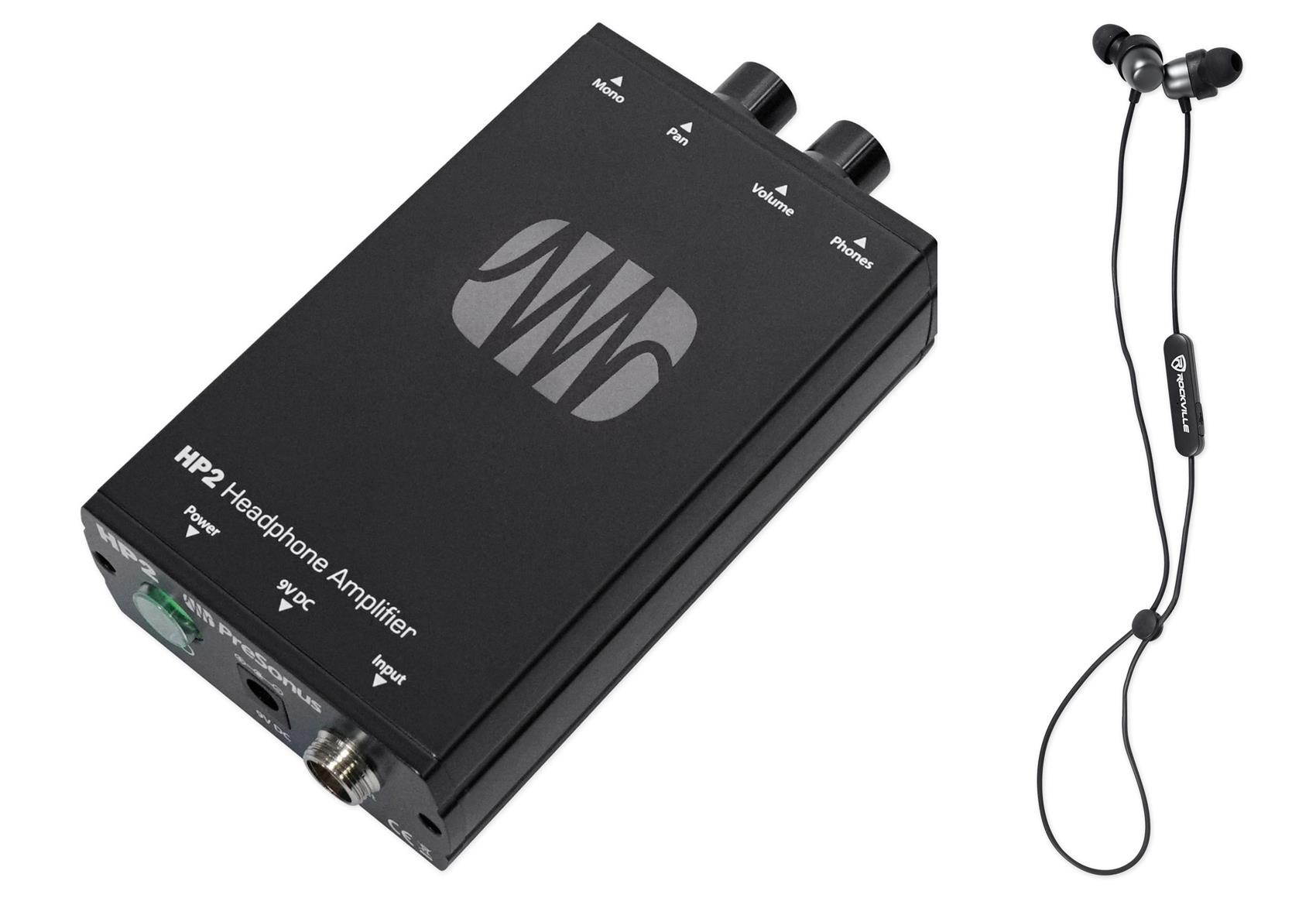 Presonus HP2 2 Channel Stereo Earbuds Amplifier System HP-2+Earbuds