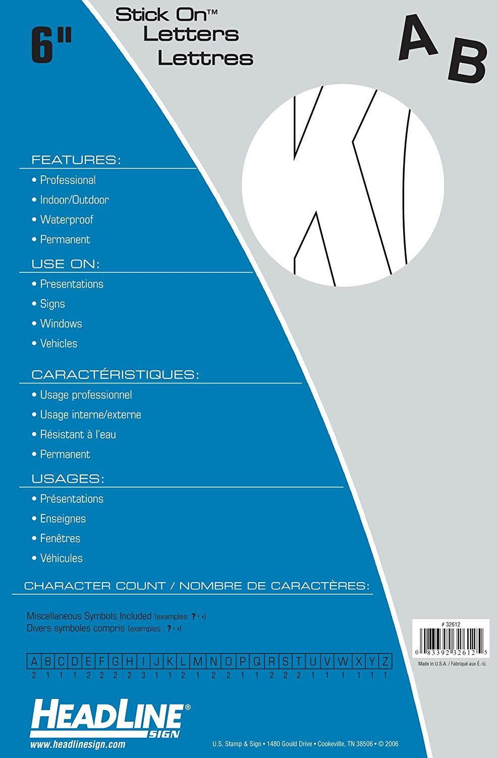 Headline Sign 32612 Stick-On Vinyl Letters, White, 6-Inch