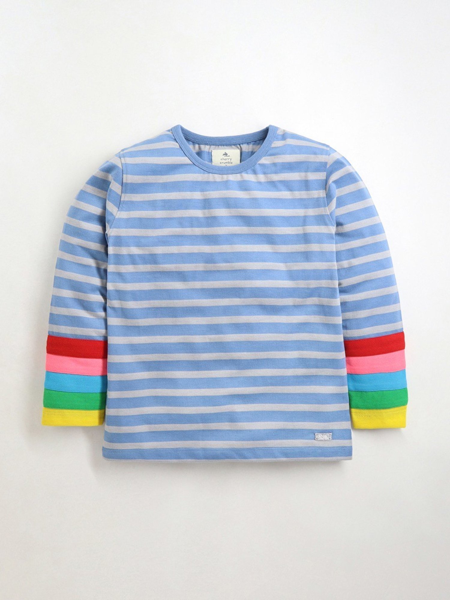 Cherry Crumble By Nitt Hyman Kids Blue Striped Full Sleeves T-Shirt