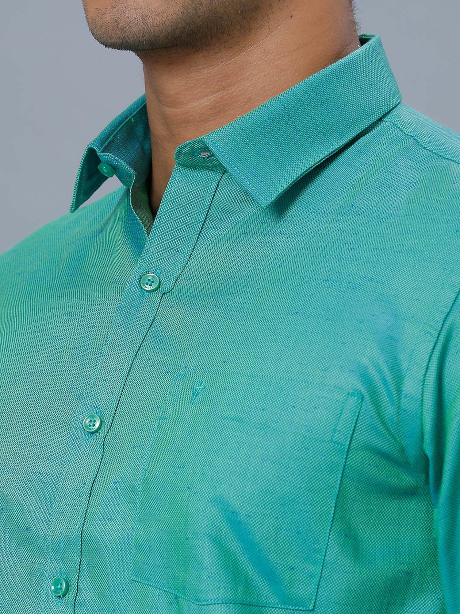 Ramraj Green Regular Fit Shirt
