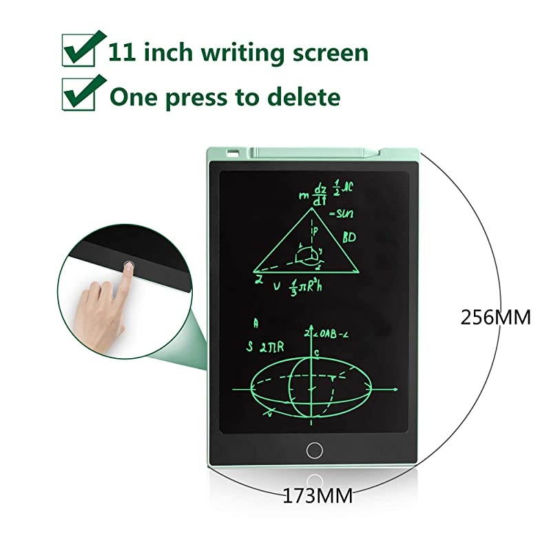 LCD Writing Tablet 11 inches Erasable Handwriting Drawing Pad Electronic Notepad Doodle Board with Magnets Gift for Kids Adults at Home School Office Green