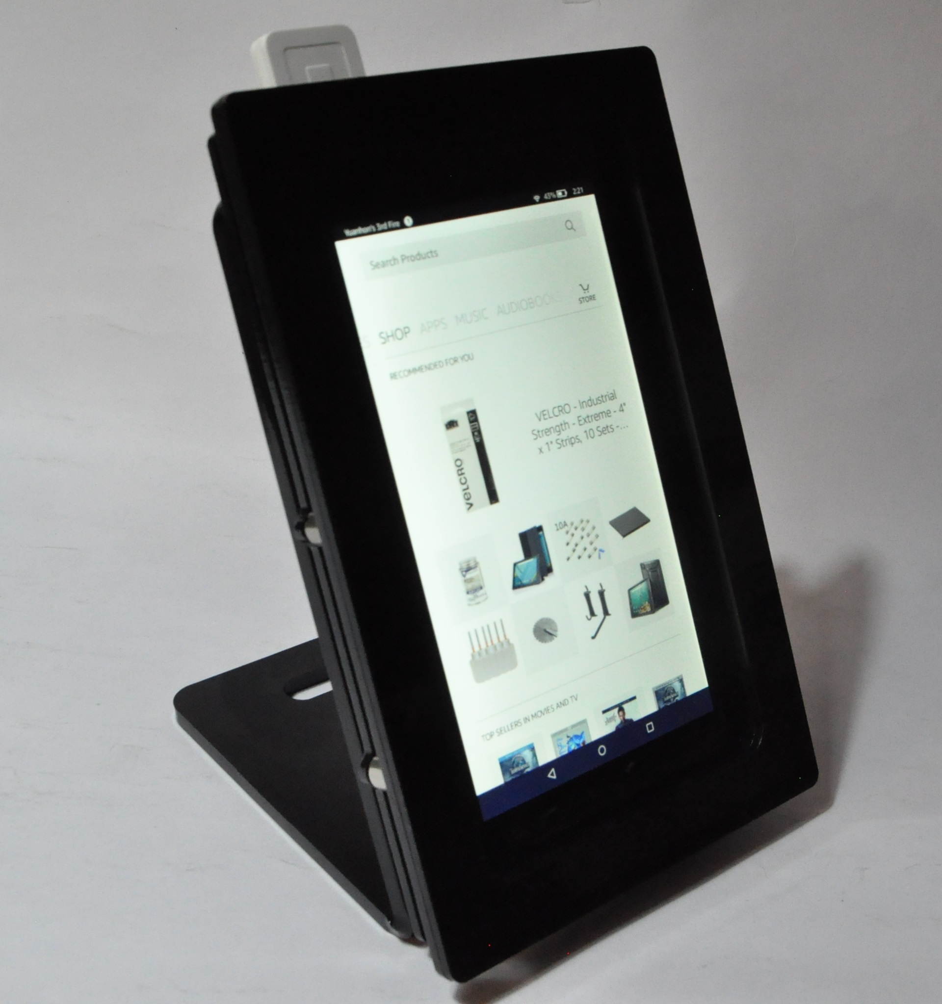 Amazon Fire 7" Security Anti-Theft Acrylic VESA Enclosure with Desktop Stand (Black)