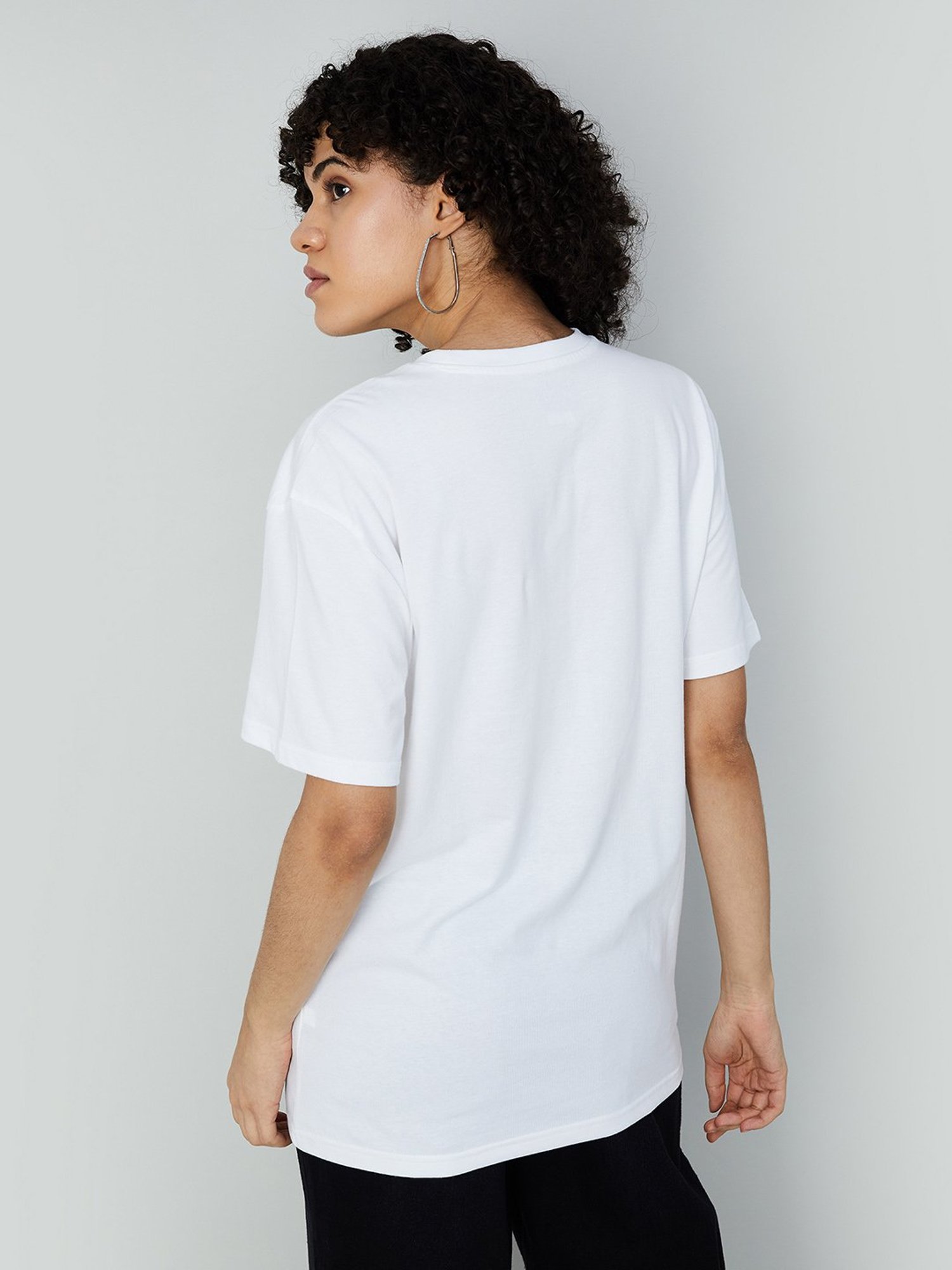 Ginger by Lifestyle White Cotton Graphic Print T-Shirt