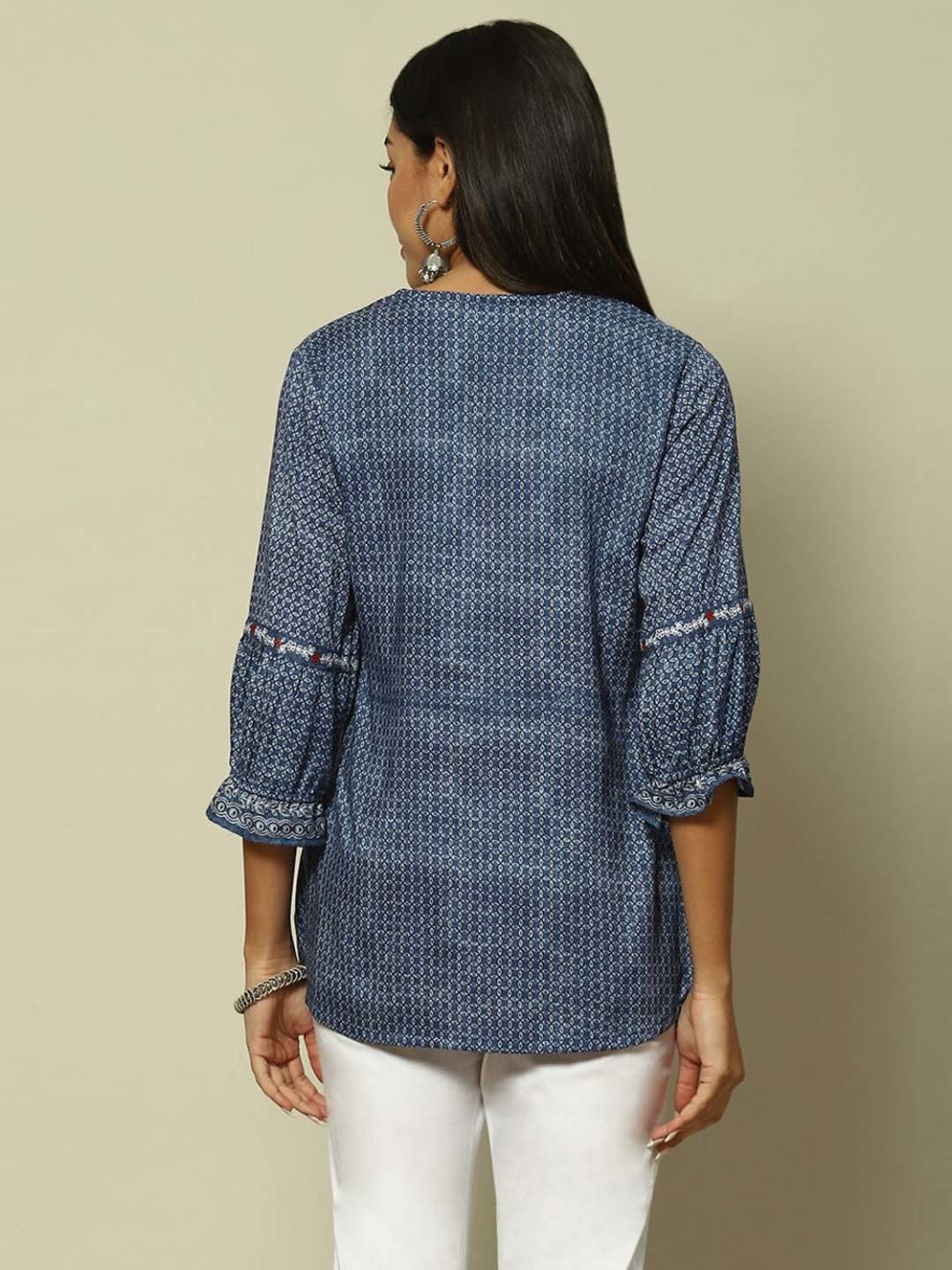 Rangriti Blue Printed Top