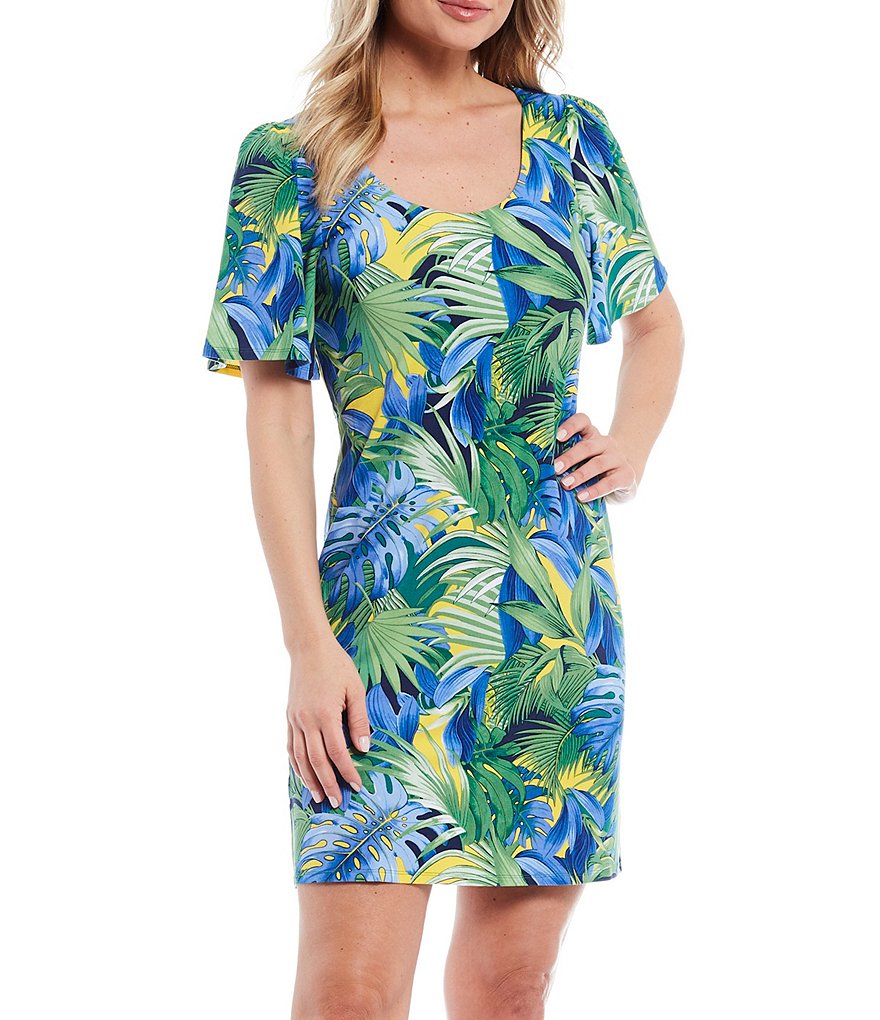 Tommy Bahama Hot Tropic Short Sleeve Scoop Neck Sheath Dress