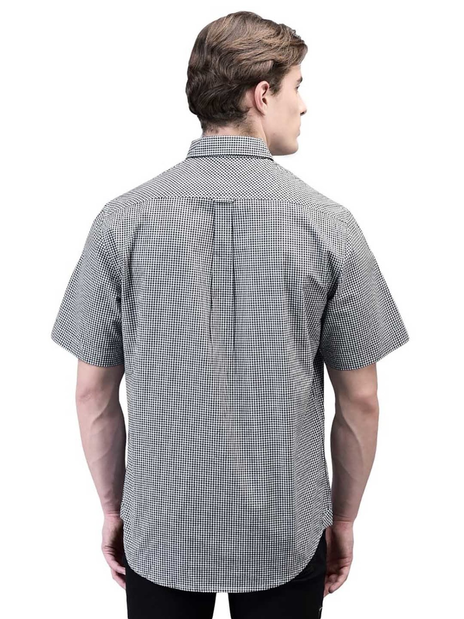 Woodland Black & White Regular Fit Check Cotton Shirt