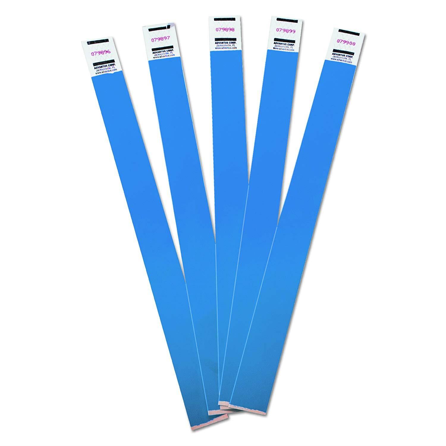 ADVANTUS Crowd Management Tyvek Wristbands, Sequentially Numbered, Blue, Pack of 500 (75513)