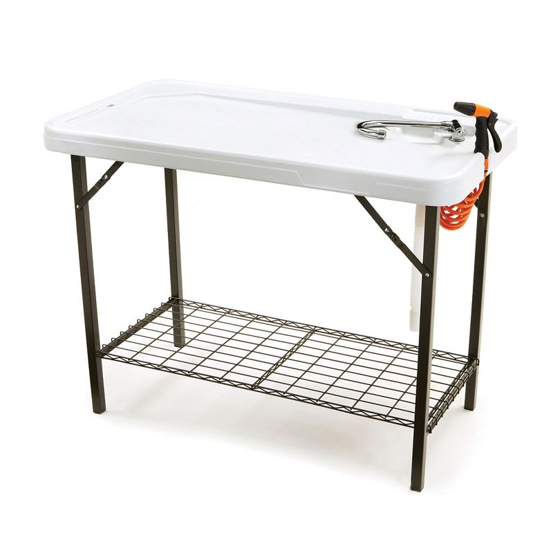 Galvanized Potting Bench Gray - Poly-Tex