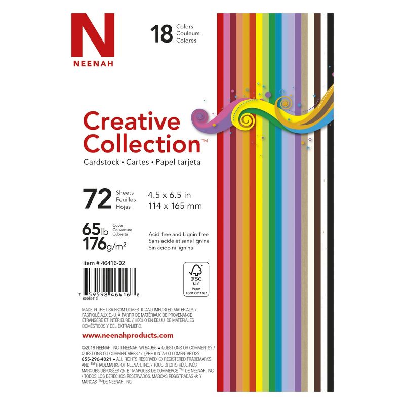 Neenah Creative Collection 4.5" x 6" Cardstock 72 Sheets - 18 Colors