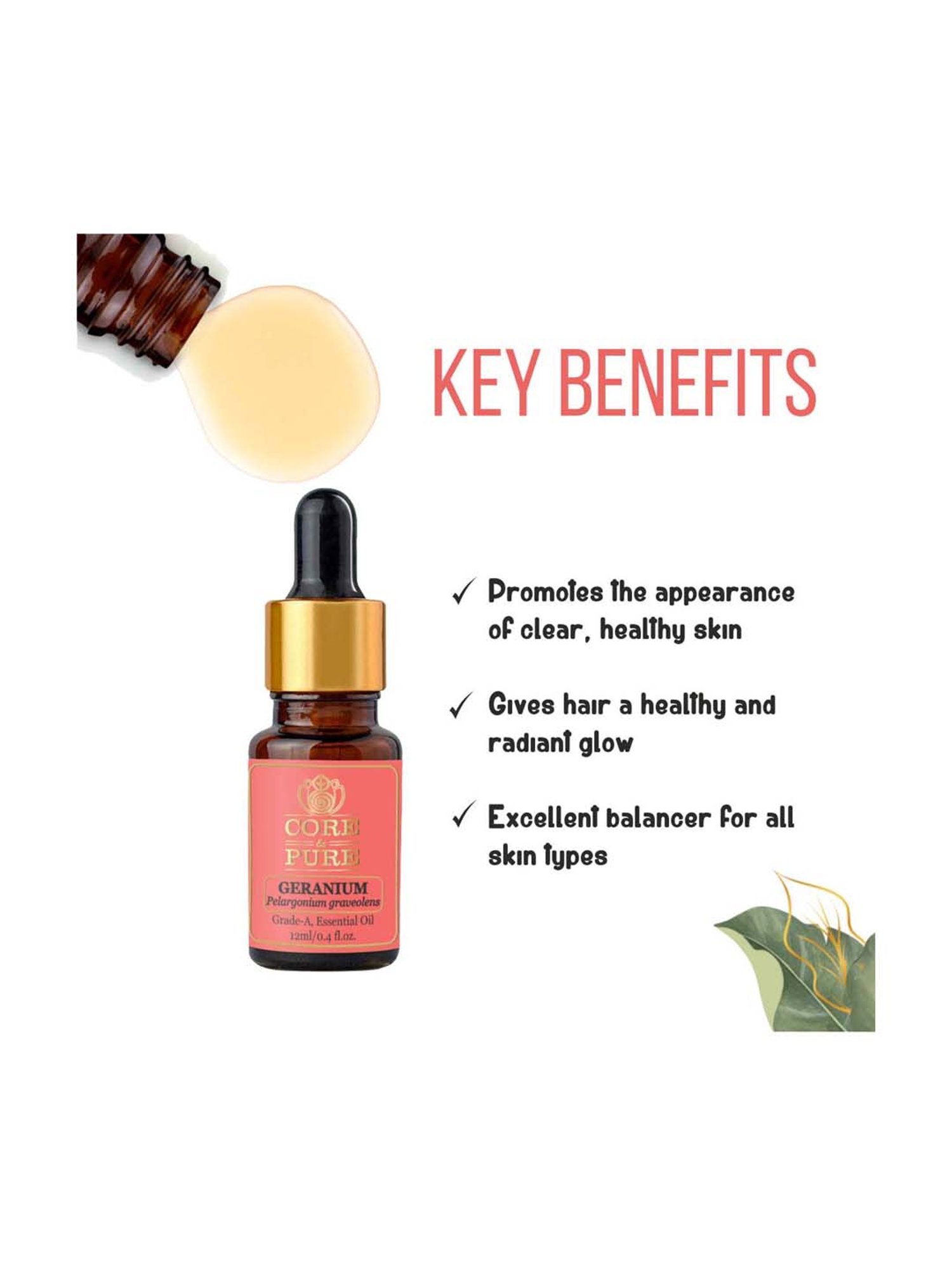 CORE & PURE Geranium Essential Oil - 12 ml