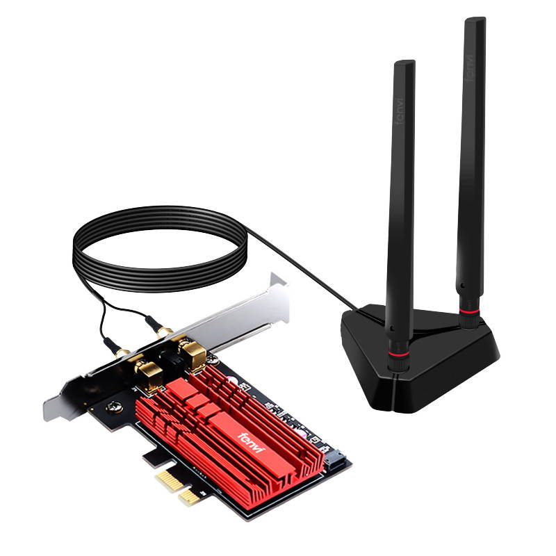 Fenvi PCI-e WiFi 6 Network Card AX3000Mbps Bluetooth 5.1 Wlan Adapter - Wireless PCI Express Wi-Fi Adapters 802.11AX AX200 2.4GHz/5GHz Dual Band Antenna Network Card for Windows 10